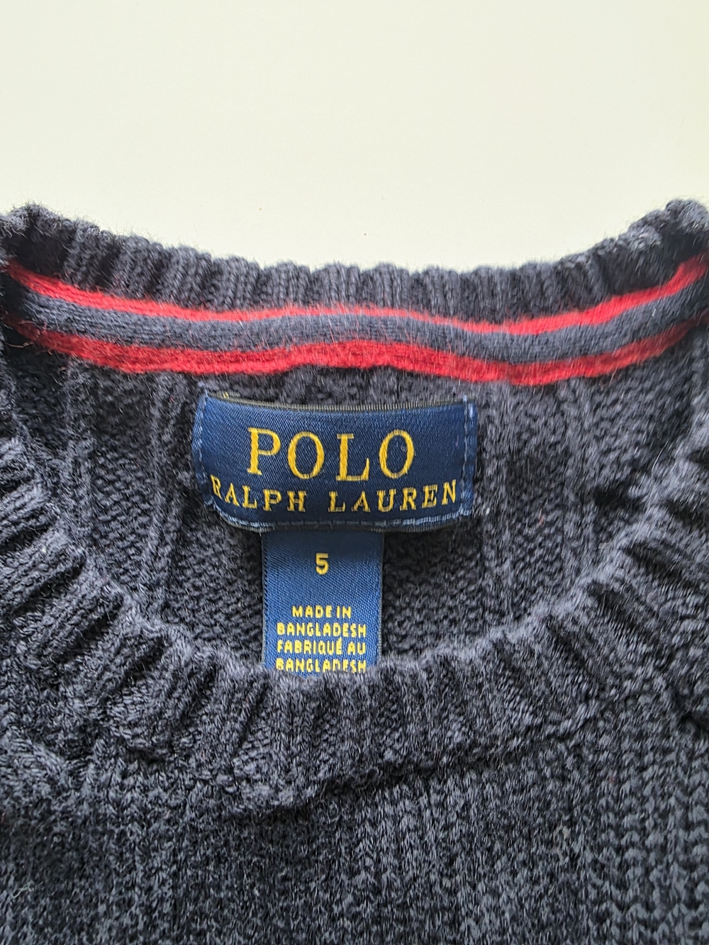 Polo by Ralph Lauren Navy Cable Crewneck Sweater with Red Pony - Picture 2 of 2